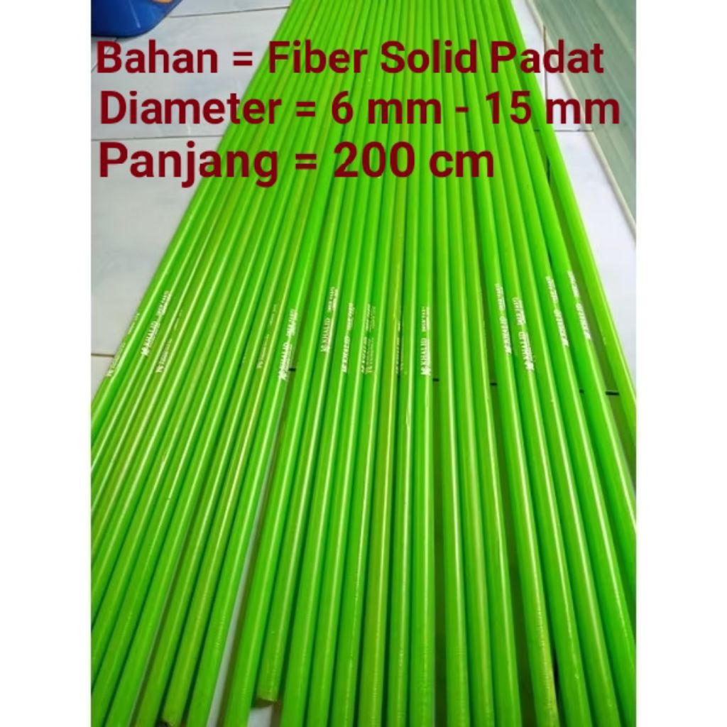 FIBER SOLID PADAT 6, 8, 10, 12, 15 MM X 200 CM, Kaku Keras, bahan anco, bahan kerajinan, bahan joran