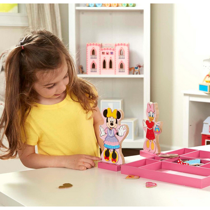 Melissa & Doug Disney Minnie Mouse & Daisy Duck Magnetic Dress-Up Wooden Dolls – Pretend Play Set (4