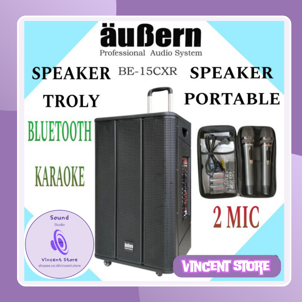 Speaker Portable AUBERN 2 Mic Wireless bluetooth Karaoke Smart Tv Youtube
