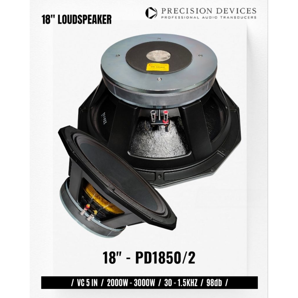 Komponen Speaker / 18 Inch / PD1850/2 Grade A / VC 5 IN / Precision Devices PD 1850/2 PD1850/II PD18
