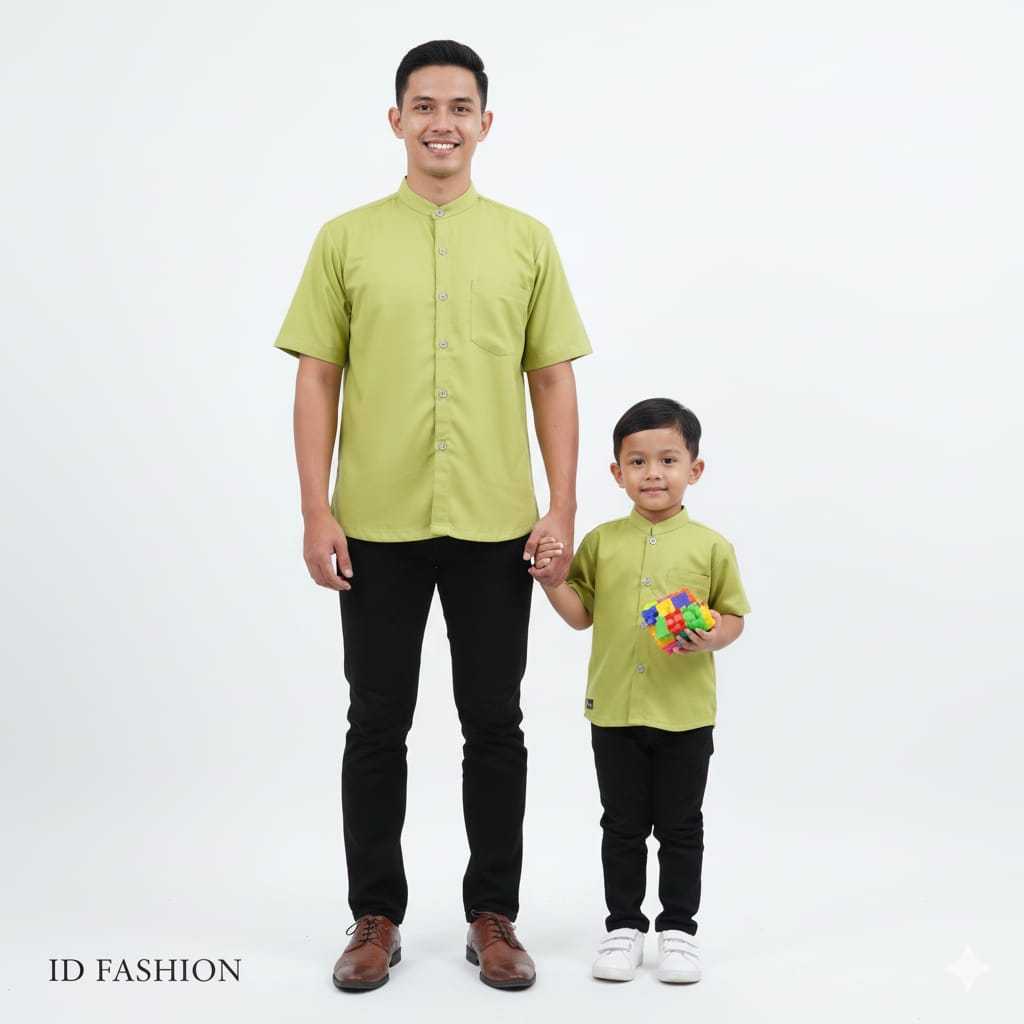 Koko Couple Ayah Dan Anak Laki Laki Polos Hijau Lime lemon