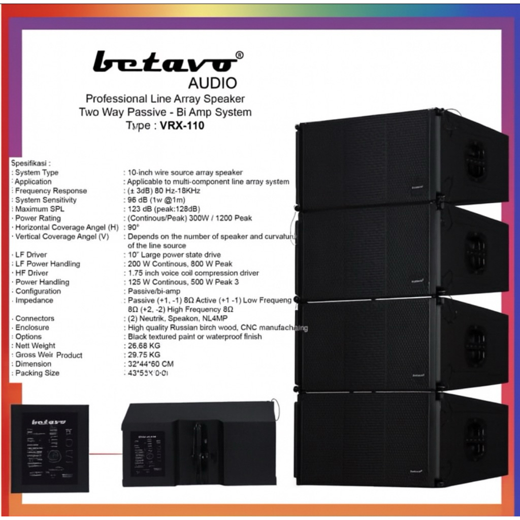 Speaker Pasif Line Array 10 Inch BETAVO VRX-110 HARGA PER BOX
