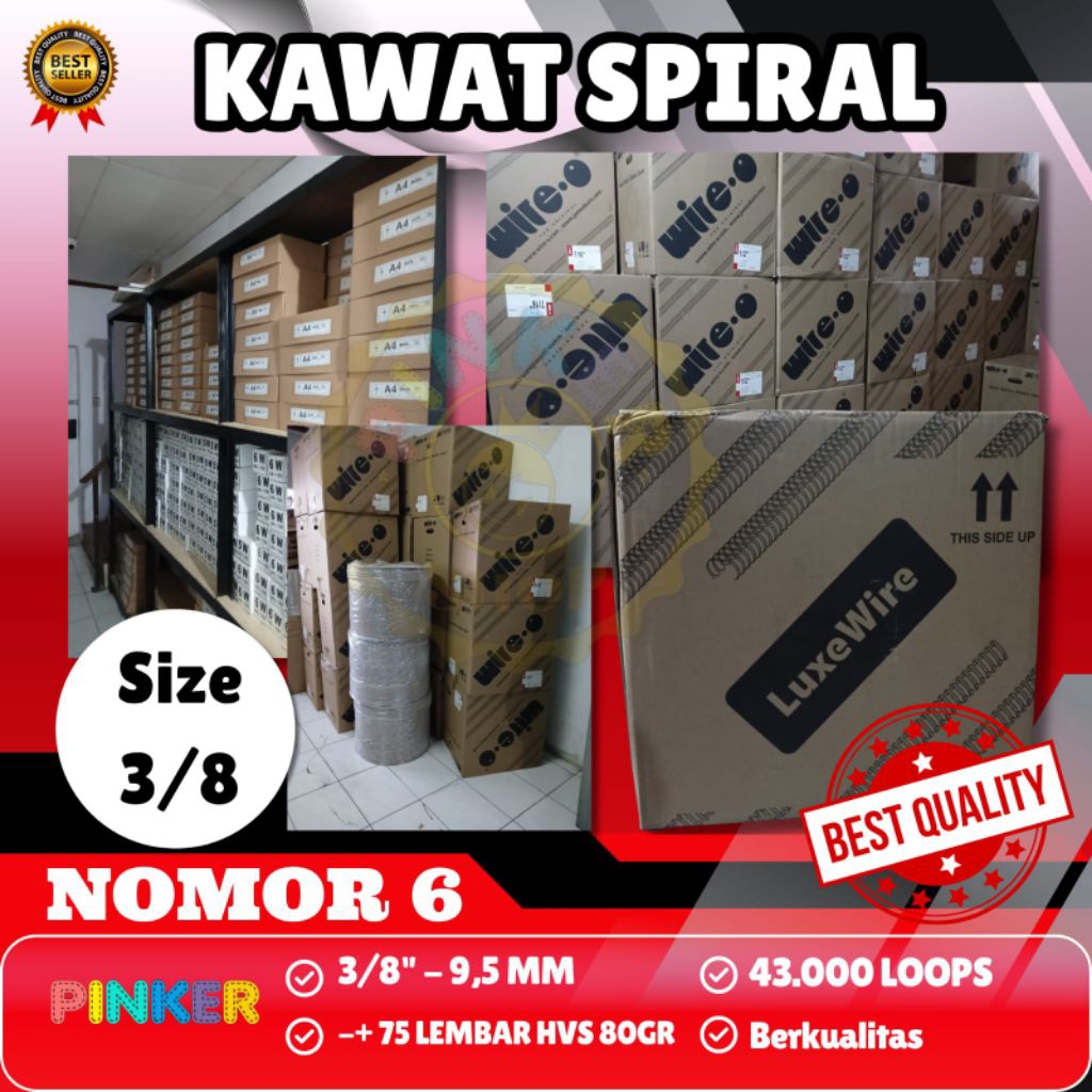 Spiral Kawat No 6 putih Luxe Wire Kawat Spiral 3/8 putih Ring Spiral Jilid Buku Kawat Spiral Kalende