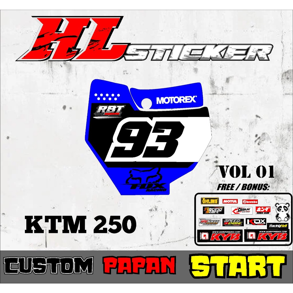 (COD) TERBARU  DECAL STICKER PAPAN NOMOR START KTM 85 KTM SIX DAY CRF KX 85 KX 250 YZ KLX KLX BF SUP