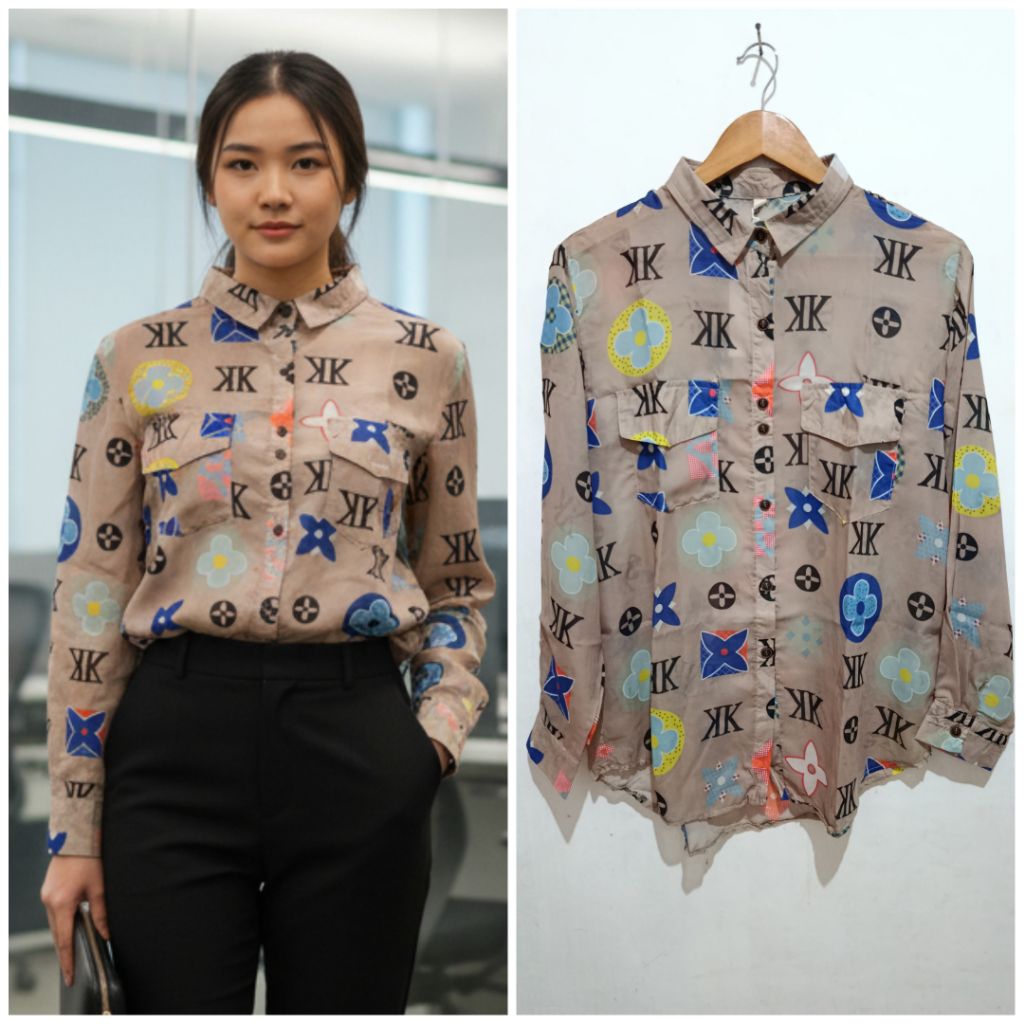 KEMEJA MOTIF LV WANITA COKSU