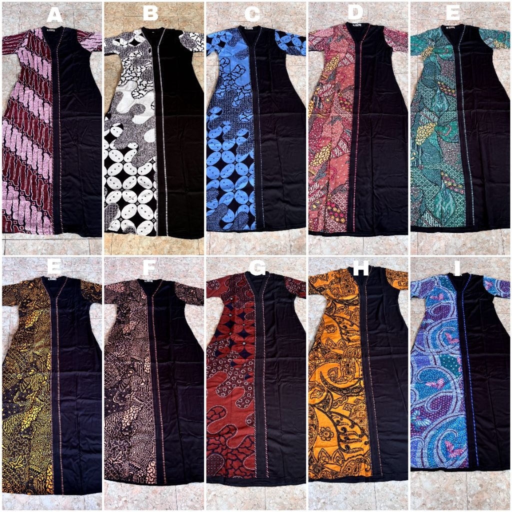 Azalia Batik - Abaya Hitam Terbaru Kombinasi Batik Kekinian Material Twill Premium