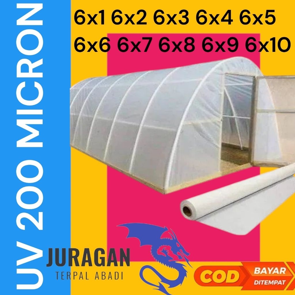 plastik UV 14% ketebalan 200 micron 6x1 6x2 6x3 6x4 6x5 6x6 6x7 6x8 6x9 6x10 (jahit)