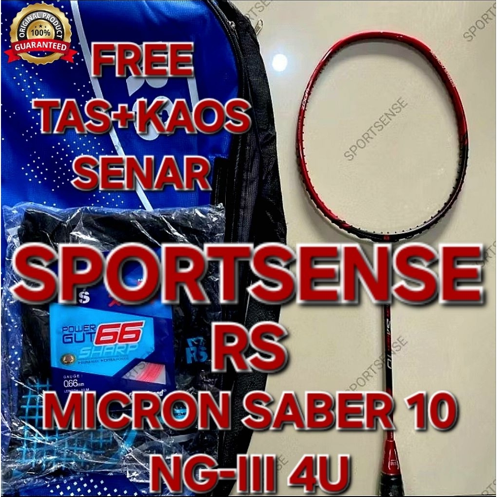 Raket Bulutangkis Badminton Reinforce Speed RS Micron Saber 10 NG III MS 10 Original Bonus Tas Kaos 