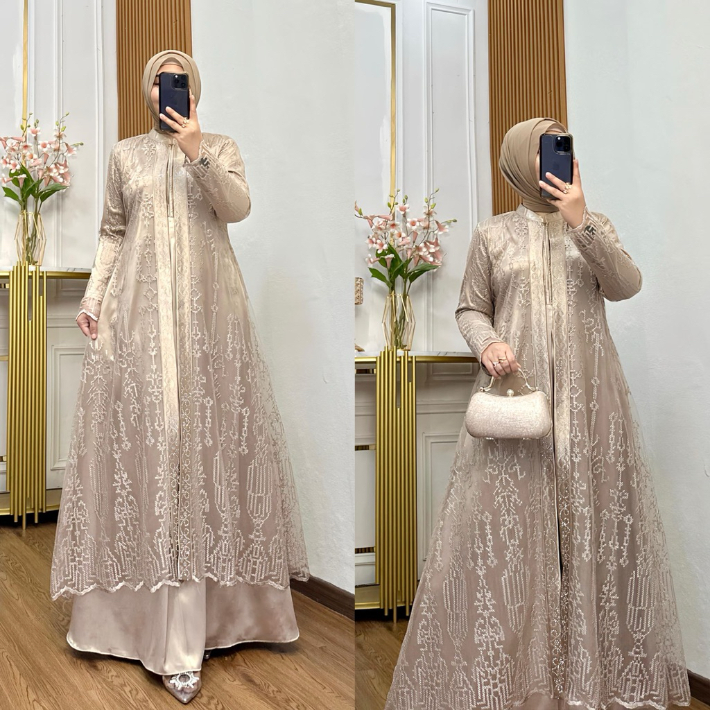 GAMIS ADELIA - Gamis Auter Jumbo LD 96-130cm/ GAMIS MODERN / GAMIS TILLE / GAMIS TERBARU / GAMIS LEB