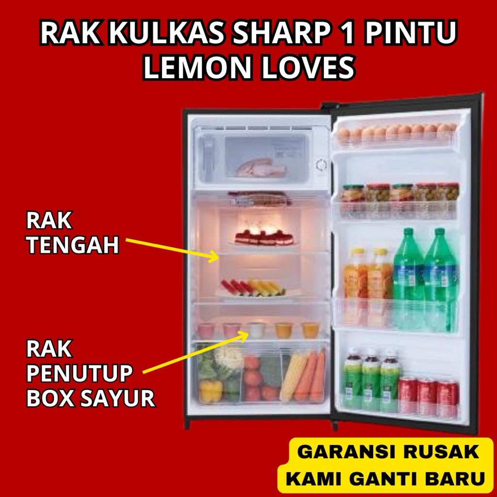 Custom Rak Akrilik Kulkas Sharp 1 Pintu Lemon Loves - Rak Kulkas Sharp Type Lemon Loves - Rak Tutup 
