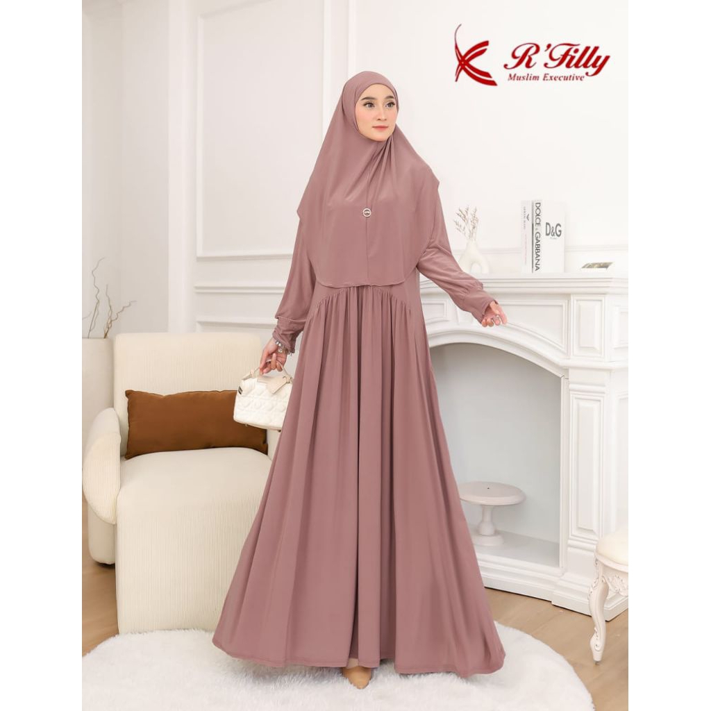 gamis Set Hijab Wanita Bahan import Korea