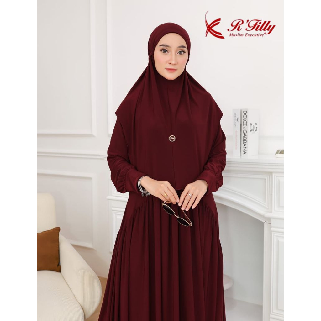 gamis Set Wanita Maron Jersey korea Import
