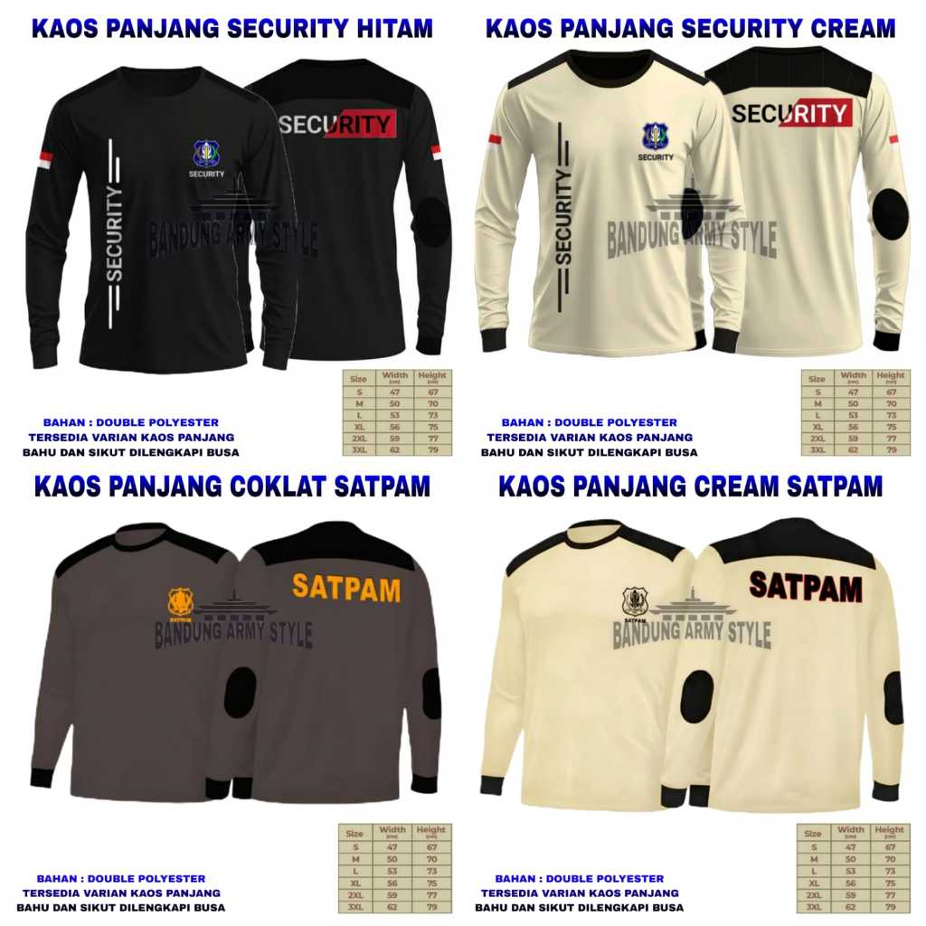 Kaos Satpam Baju Security Cokelat Terbaru 2021 Mitra Polisi Mitpol Lengan Panjang Bandung DALEMAN SE