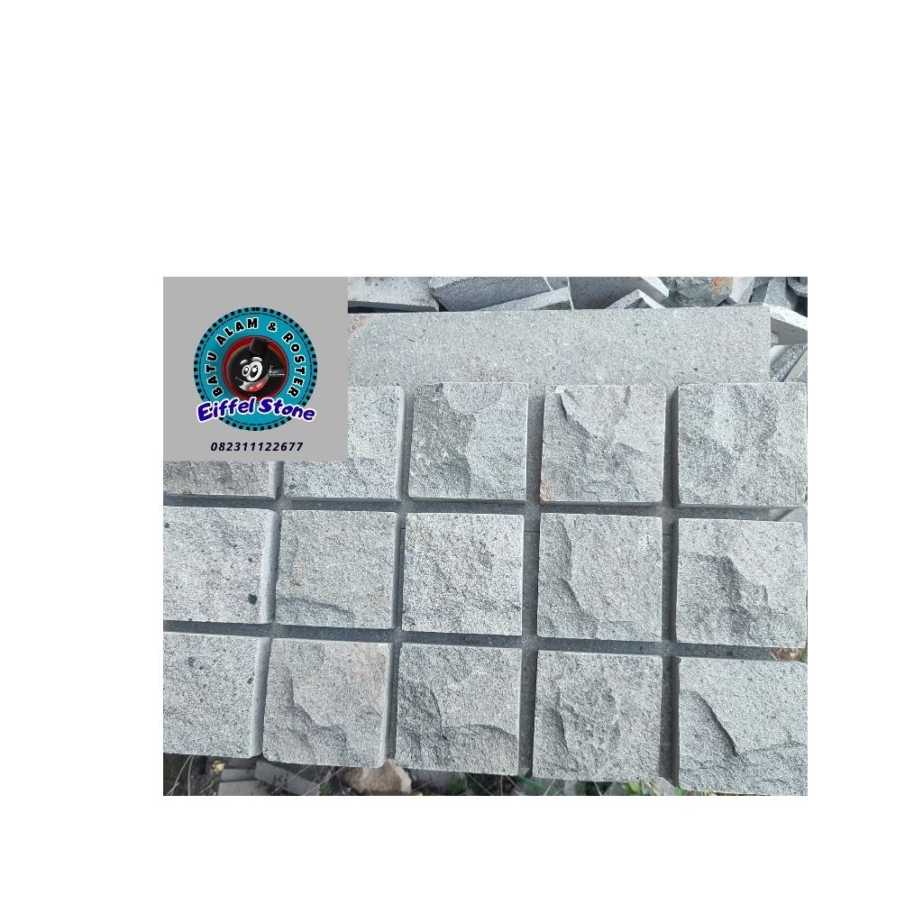 Batu andesit Cobble lantai rata alam ukuran 10x10