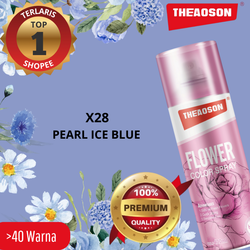Premium Floral Spray Paint X28 Pearl Ice Blue Cat Pilox Bunga