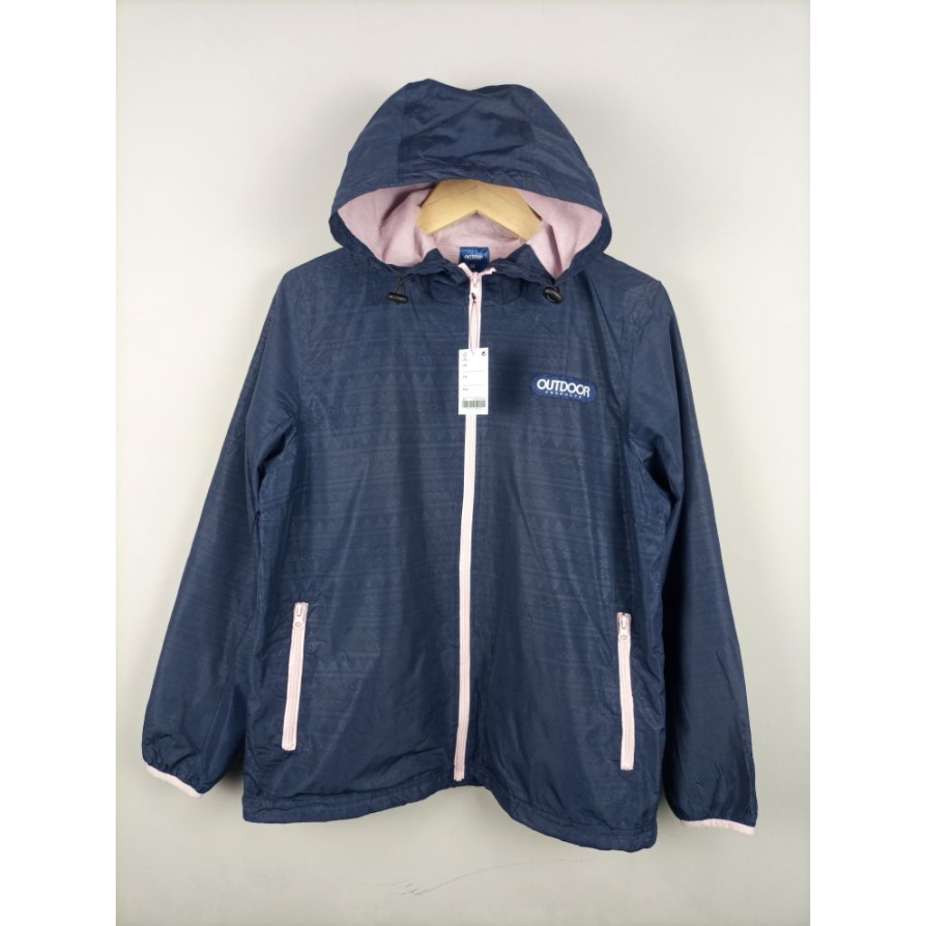 Jaket Outdoor Products Waterproof_Full Print Motif Navajo_Navy Gelap_Size L