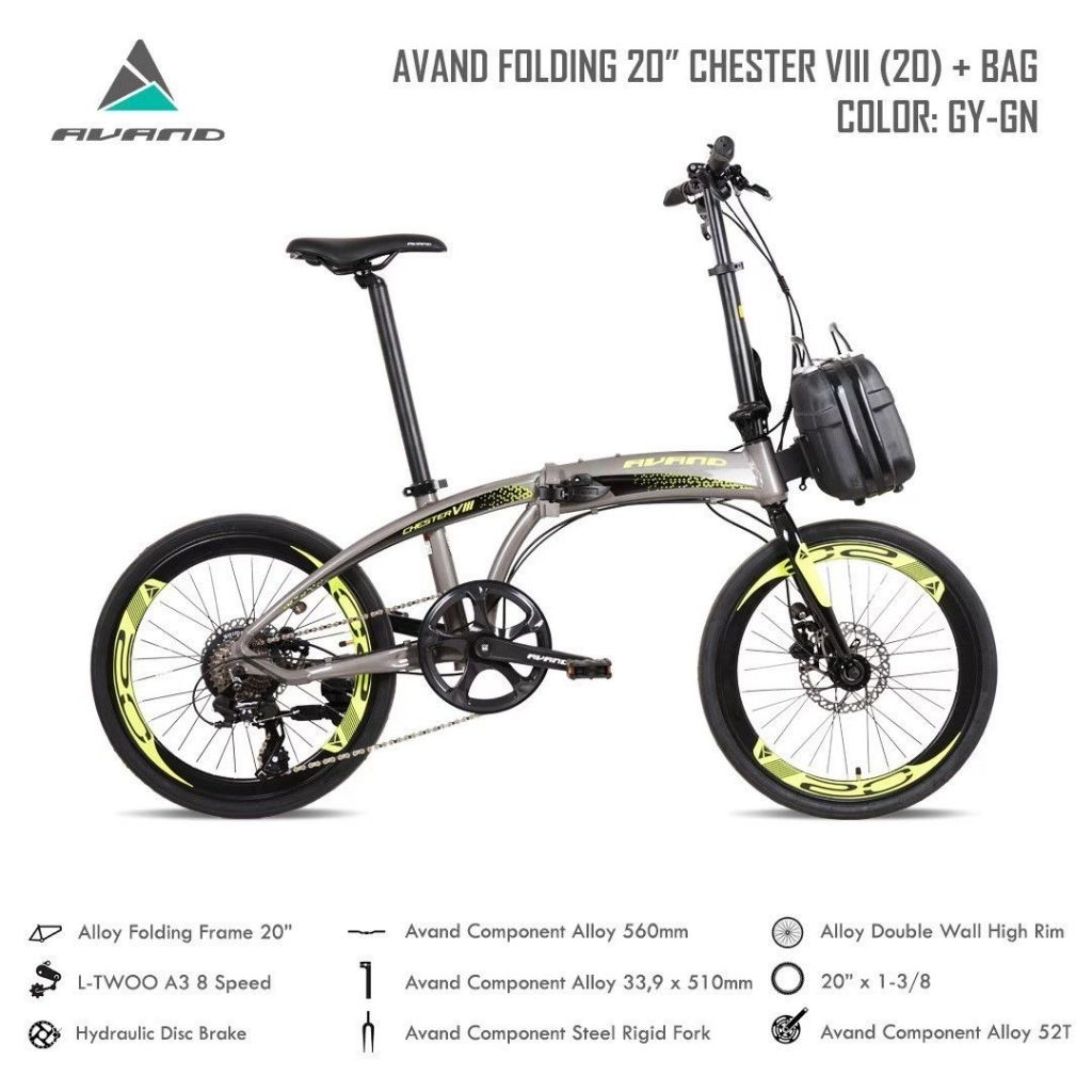 Seli Sepeda Lipat Folding Avand Chester 8 VIII Alloy 8 Speed 20 inch
