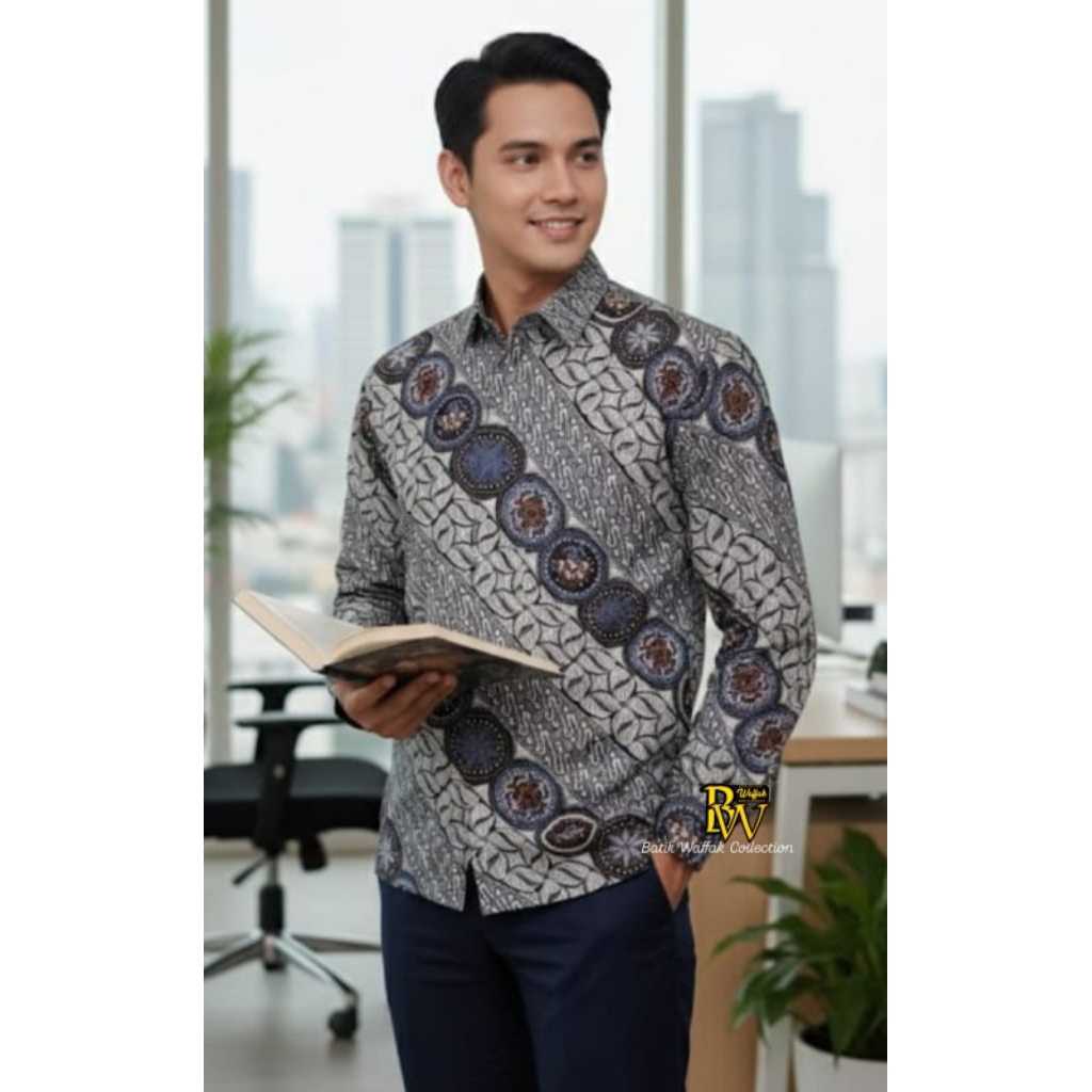 Kemeja Batik Pria Bahan Dobby