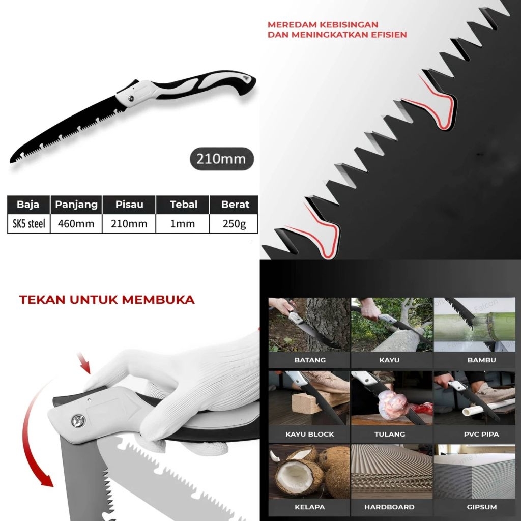 GERGAJI LIPAT / GERGAJI KAYU PORTABLE / GERGAJI ANTI KARAT 21CM