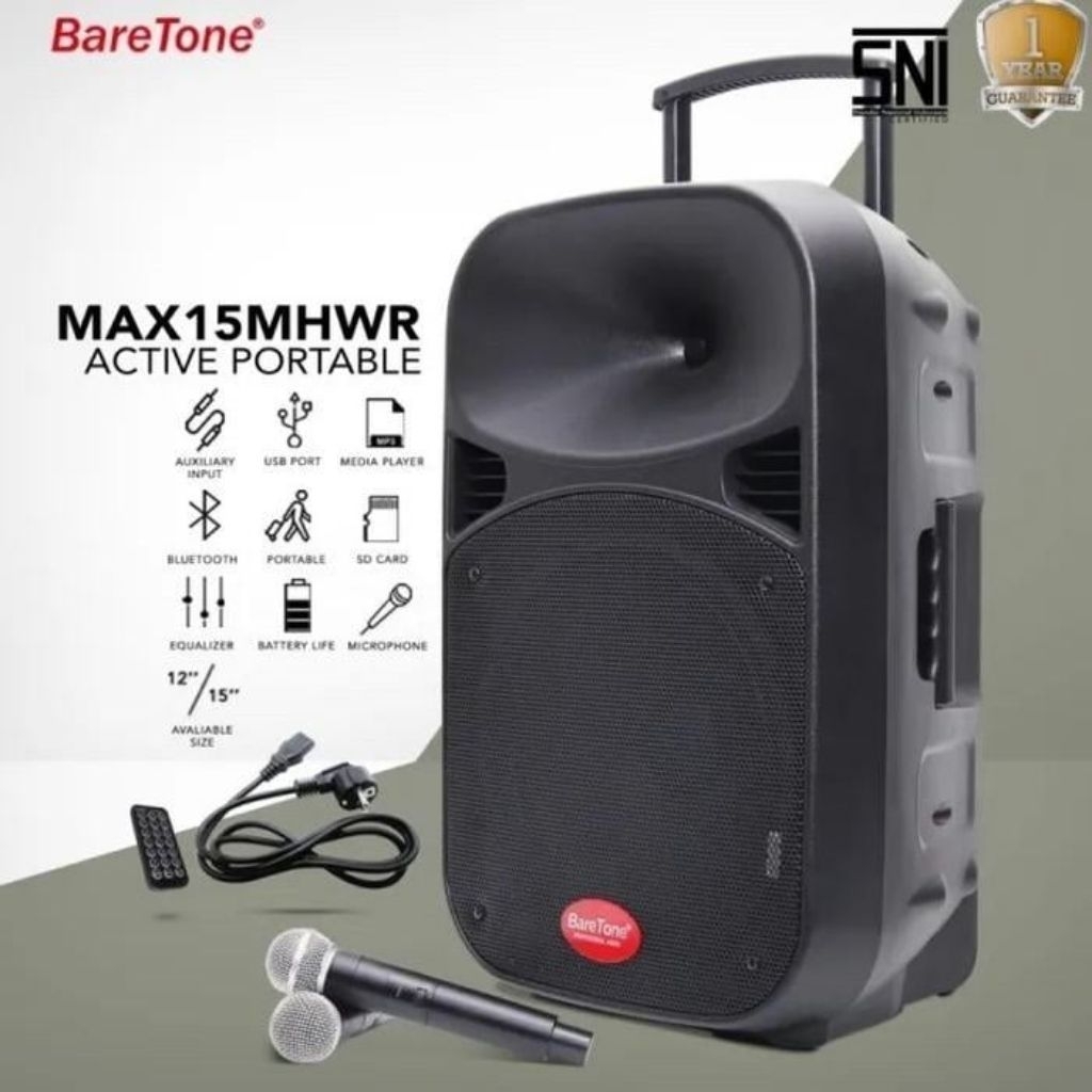 [ Portable 15in ] Speaker Aktif Portable Baretone Wireless Meeting MAX15MHWR MAX15 MHWR Original 15i