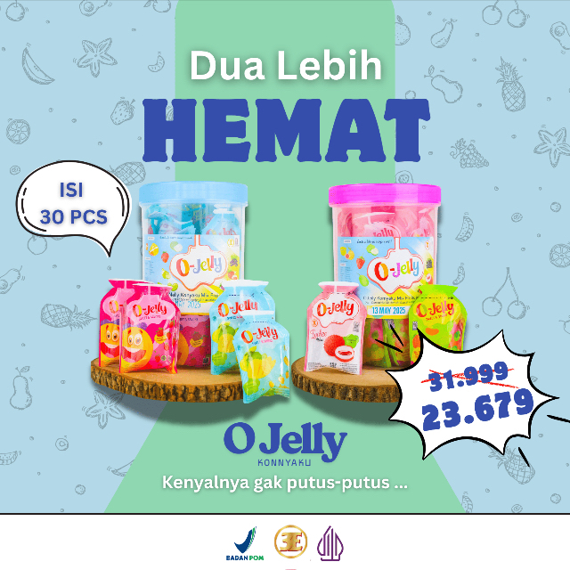 O Jelly/Jelly/Ager/Konnyaku/Satu Toples Isi 30 Pcs/Tinggi Serat/Kaya Nutrisi/Harga Dua Toples/Free B