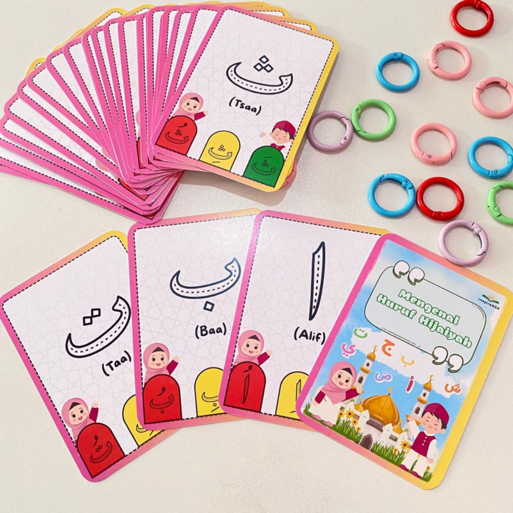 Flash Card Hijaiyah Anak by Inspiranda  – Mainan Edukasi Islami Full Color & Aman untuk Belajar Huru