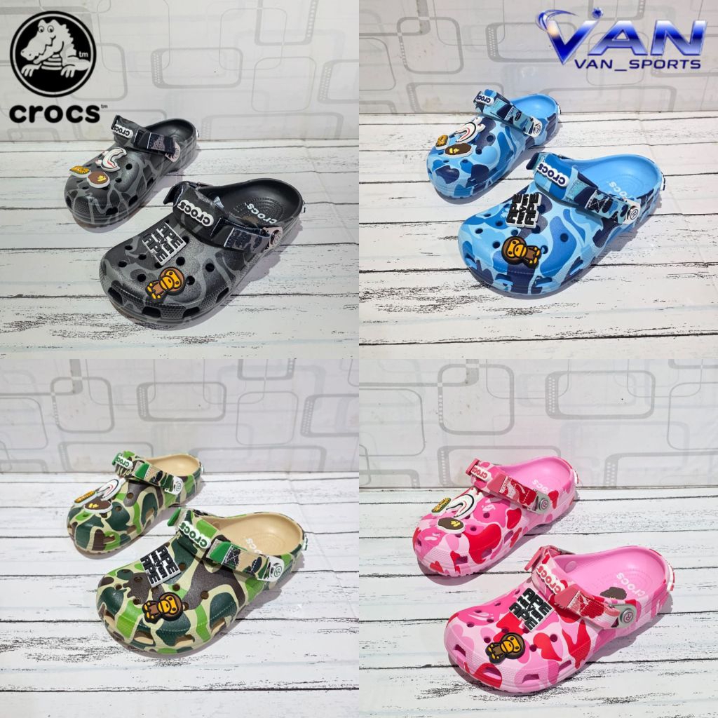 SANDAL CROCS BAPE X CROCS CLASSIC CLOG-CROCS BAPE DEWASA-CROCS PRIA/WANITA