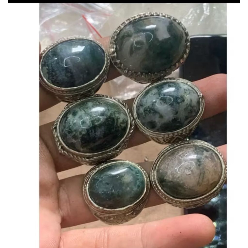 cincin batu hijau giok lumut aceh natural top hq