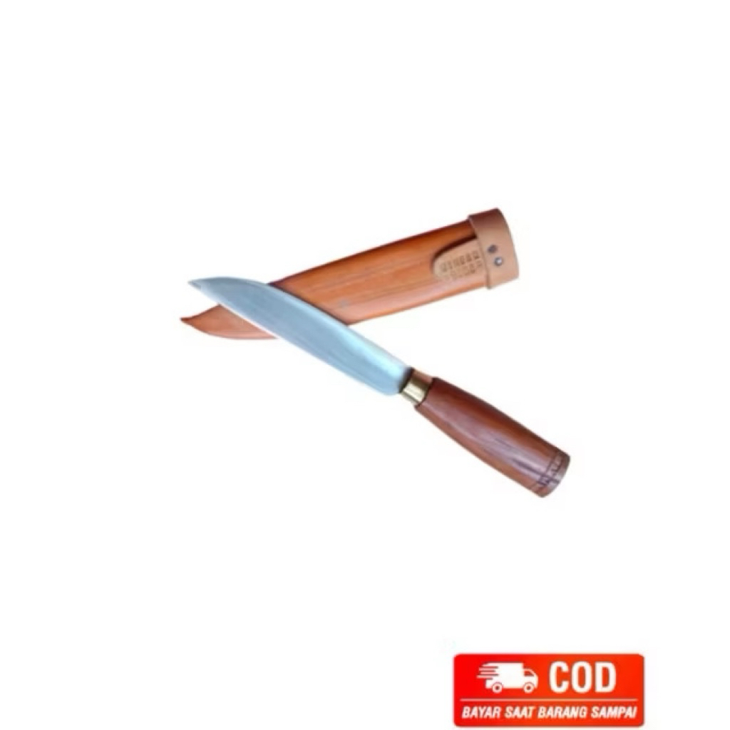 Pisau dapur cap Garpu Baja Per Kulit Sapi Asli