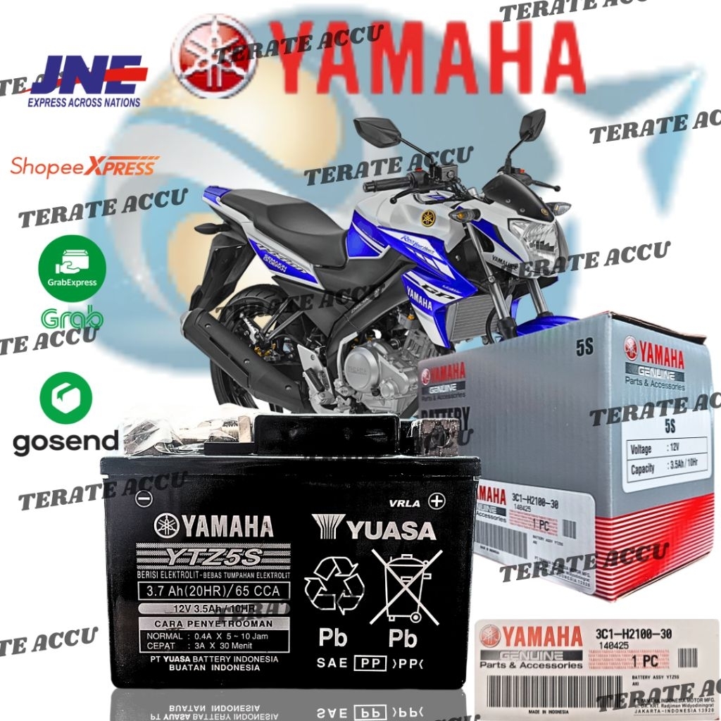 Aki Motor Full Kering Yamaha Yuasa YTZ5S YAMAHA Vixion , R15 , Aerox 125 Original