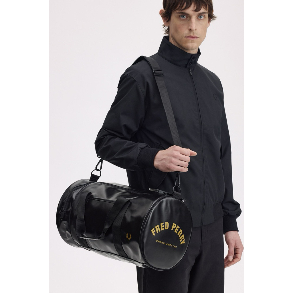 barrel bag fred perry black gold