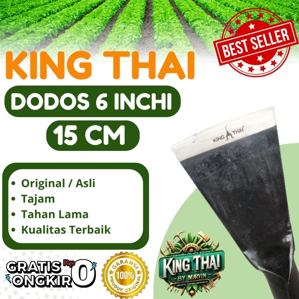 Dodos Sawit KING THAI 6 Inci (15 cm) - Alat Panen Sawit Tajam, Awet, Original Asli, Gagang Kuat & Ri