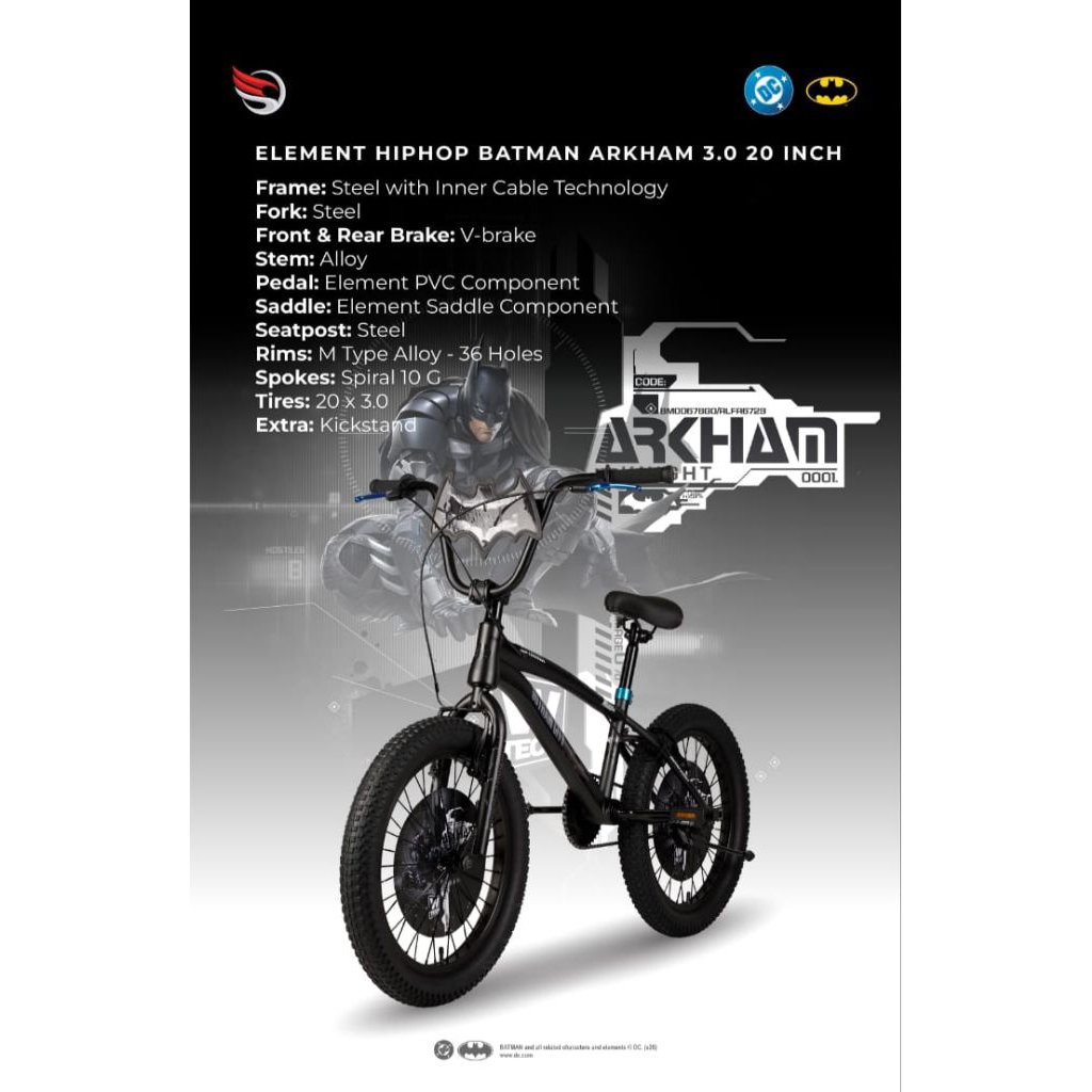 SEPEDA ANAK BMX 12 / 16 / 18 / 20 INCH ELEMENT BATMAN CORE BAN JUMBO 3.0 / TEAM UP 2.5 ASLI ORIGINAL