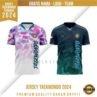 Jersey taekwondho Dryfit Putih Loreng Pelbet