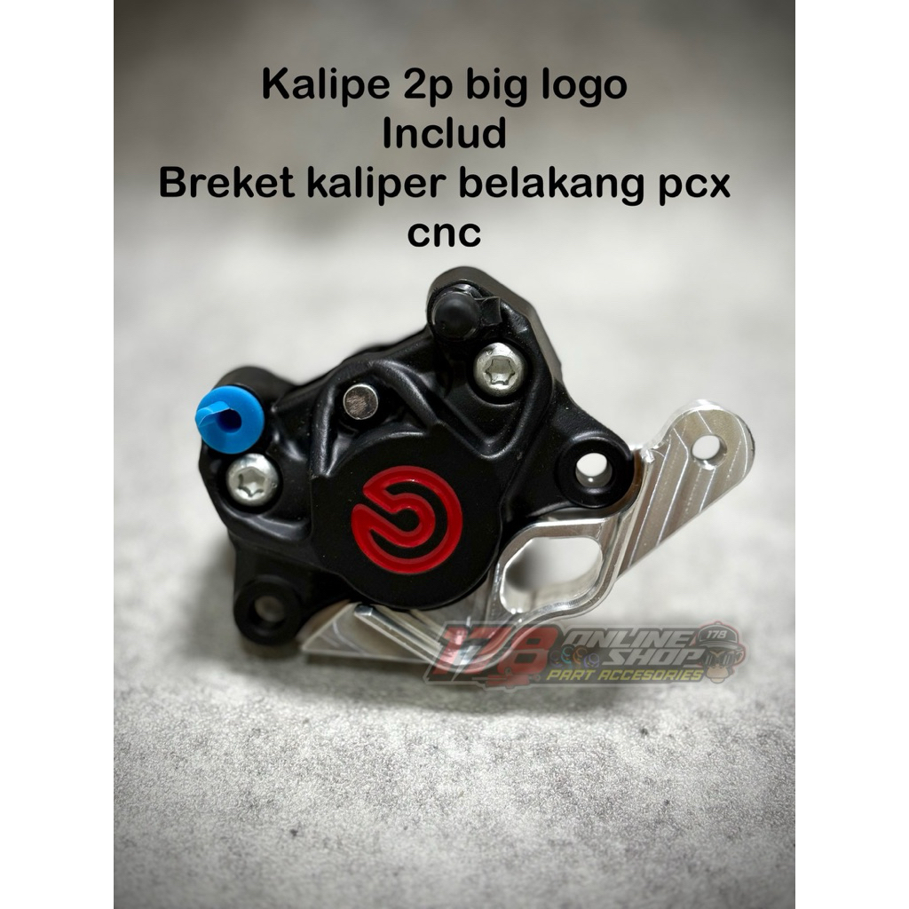 kaliper 2p logo red + breket kaliper belakang pcx 150, pcx 160