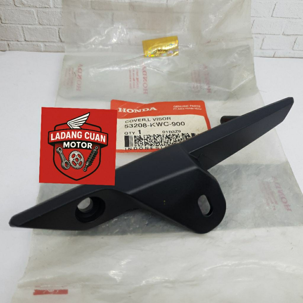 53208KWC900 COVER L VISOR BRACKET BREKET DUDUKAN PLAT PELAT NOMOR DEPAN SEBELAH KIRI CS1 ORIGINAL HO