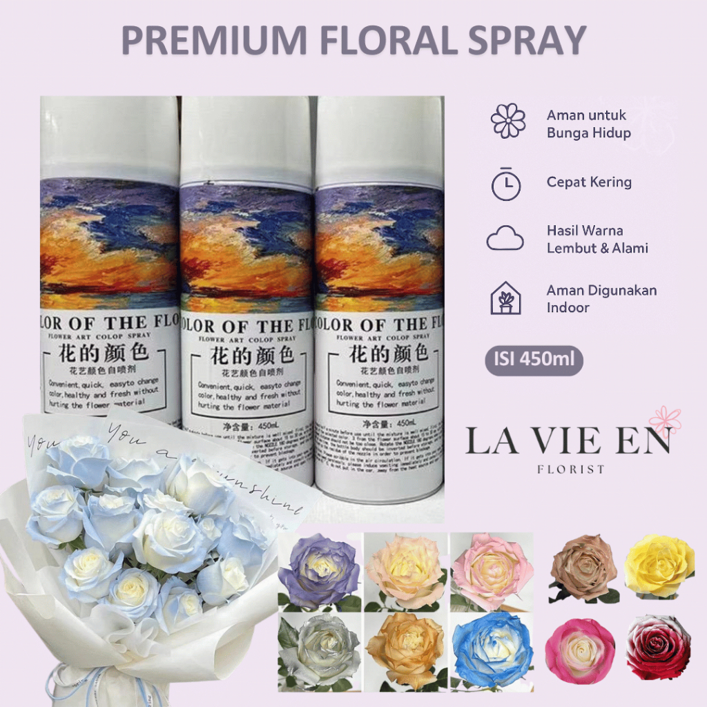 Floral Color Spray Pilox | Cat Semprot Pewarna Bunga Asli Cepat Kering / Flower Spray Design Master