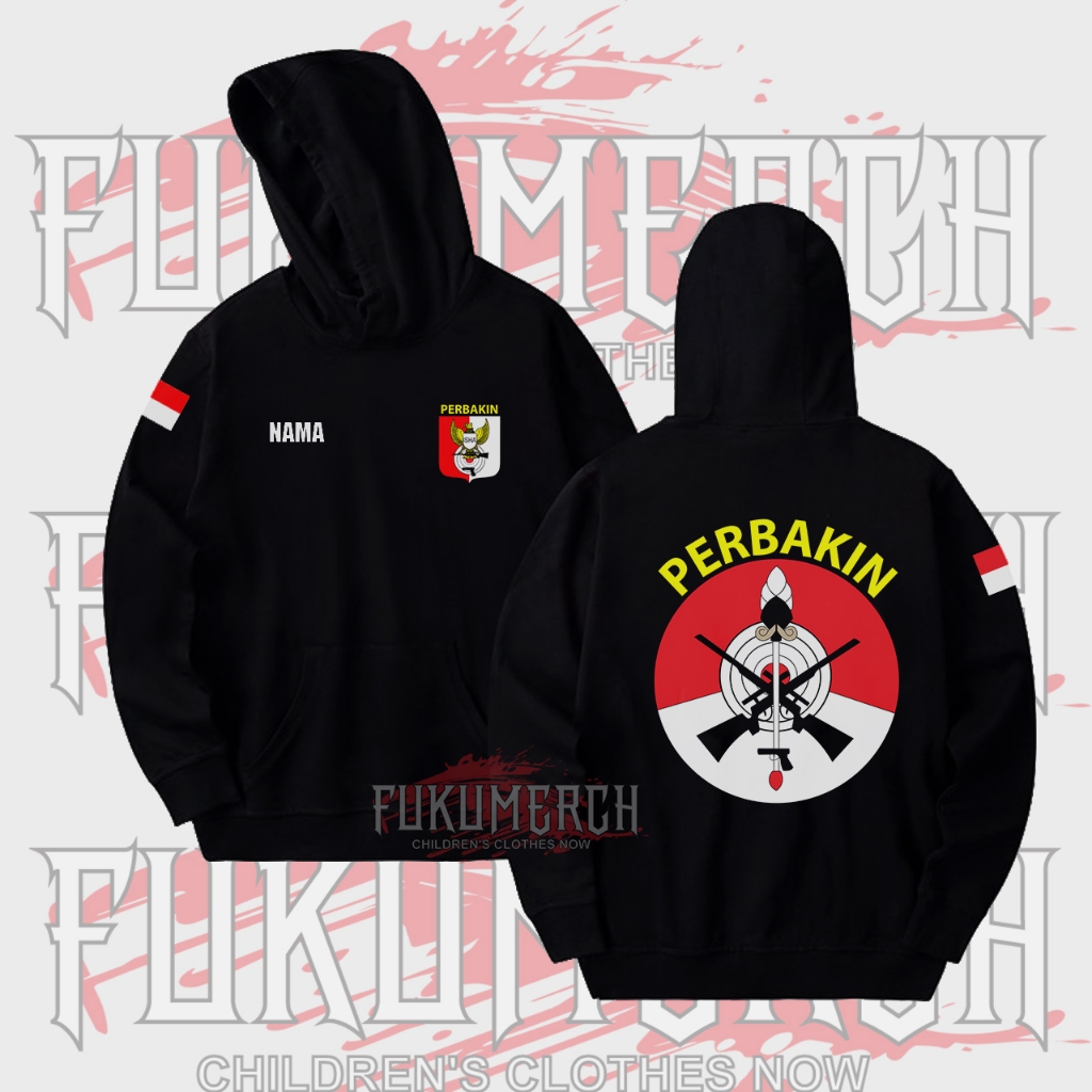 Hoodie Rompi Vest Zipper Jaket Bomber Perbakin Custom Nama Free Hitam