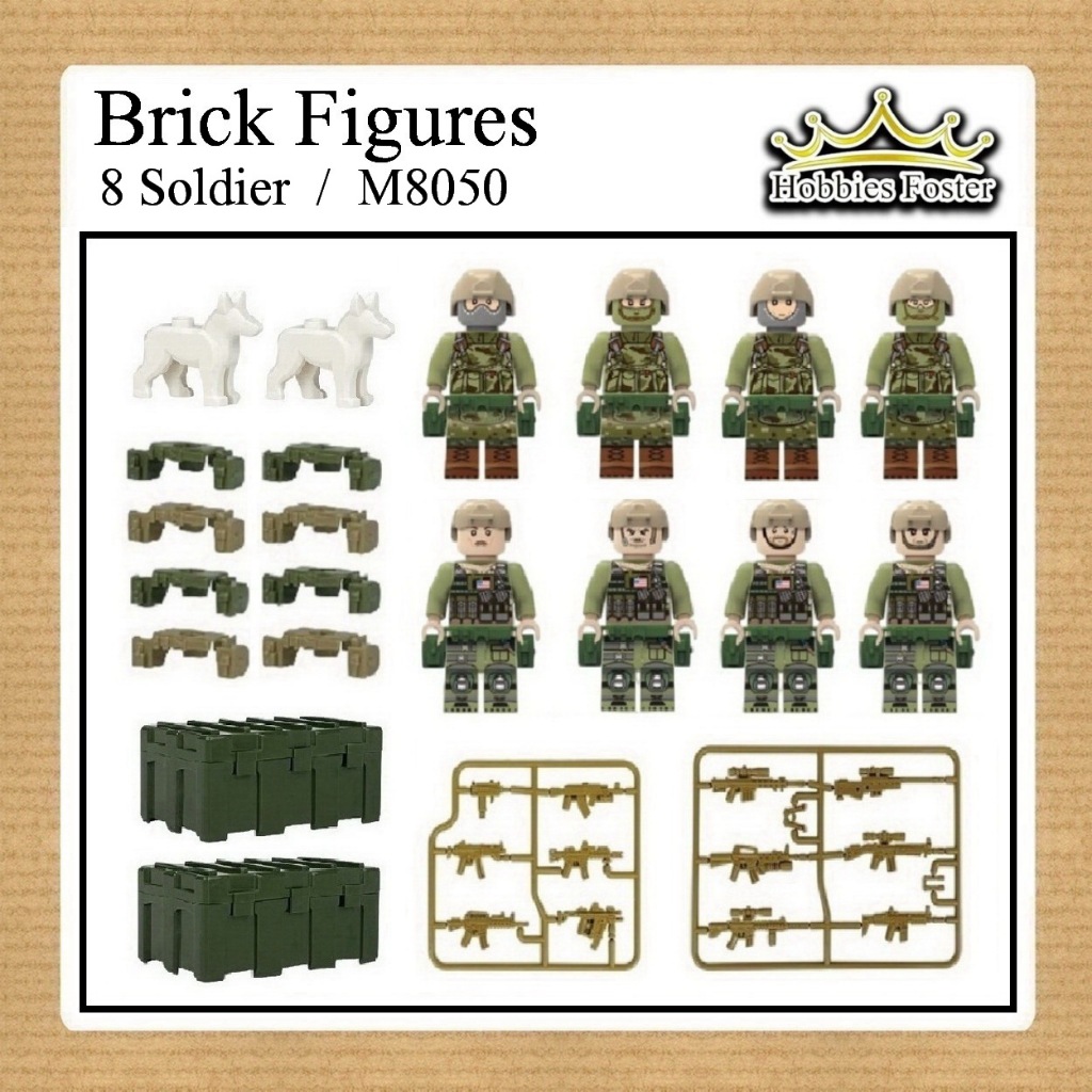 HBF Military FIGURE Army - Tentara Perang WW1 WW2 - 8 Soldier - M8050