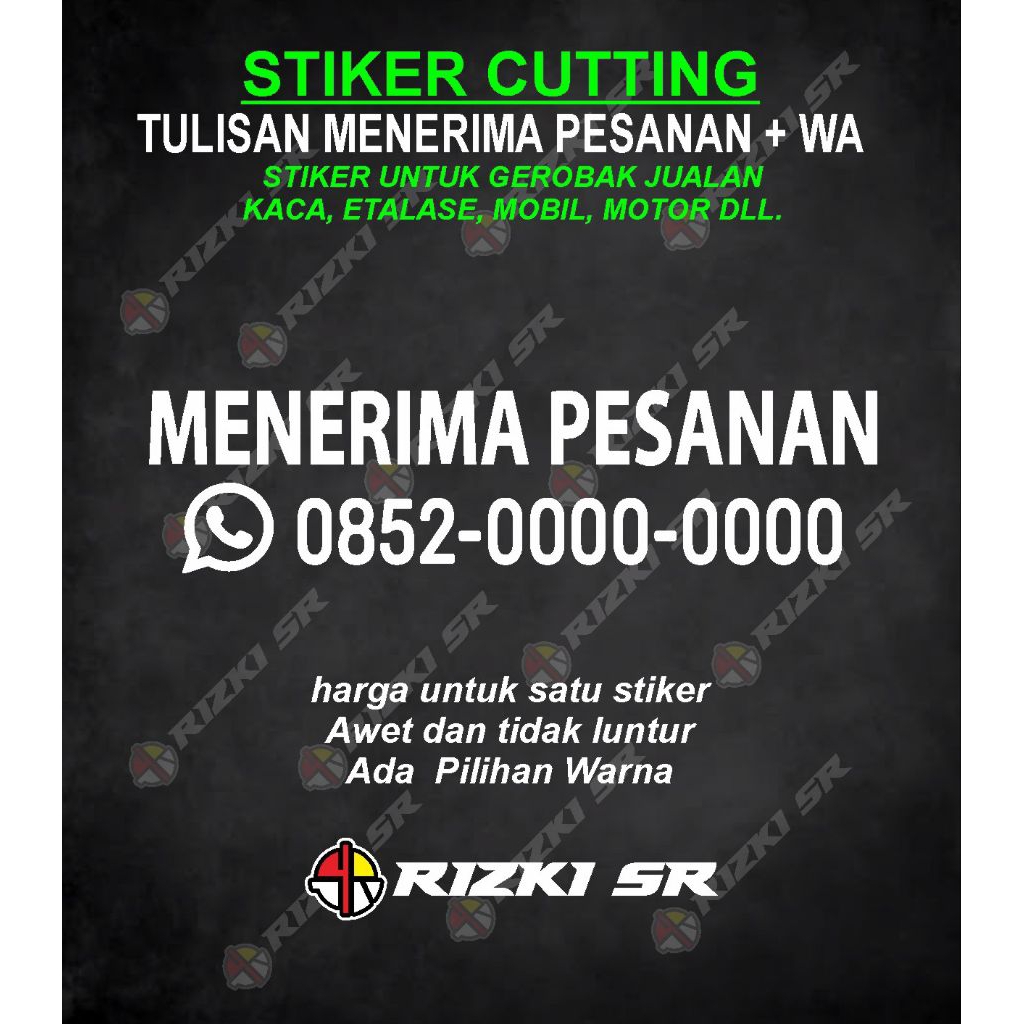 stiker menerima pesanan cutting untuk gerobak kaca jualan etalase mobil motor