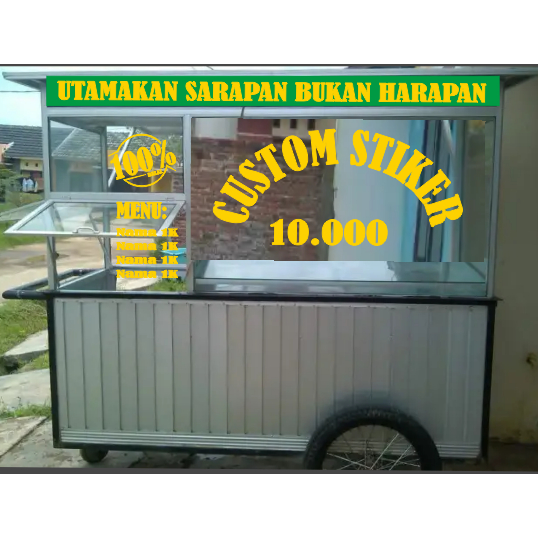 stiker grobak / stiker etalase / stiker rumah makan /stiker nama toko/stiker cutting usaha / nama to