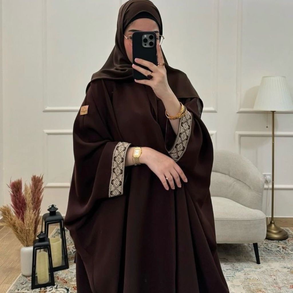 HUNAYA abaya sefira outer+kancing cetet bordir arab