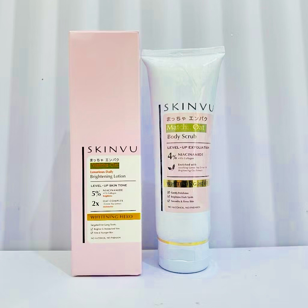 Skinvu Whitening Lotion Matcha Oat Brightening Lotion Hand Body Viral Memutihkan - Skinvu Lotion