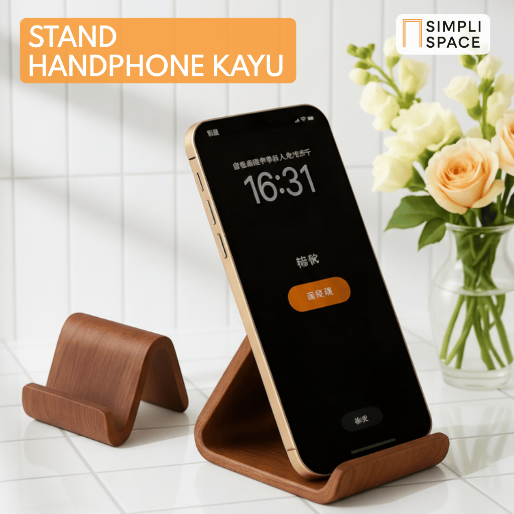Stand Holder Hp Meja Wooden Phone Holder Stand Handphone Sandaran Dudukan Hp Ponsel Kayu