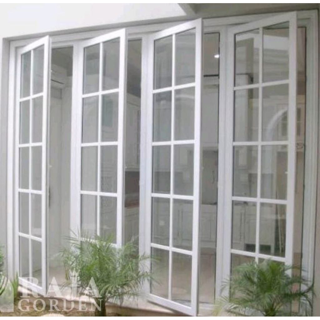 satu set kusen jendela alumunium 3 in ornamen ukuran L 200.T 160.