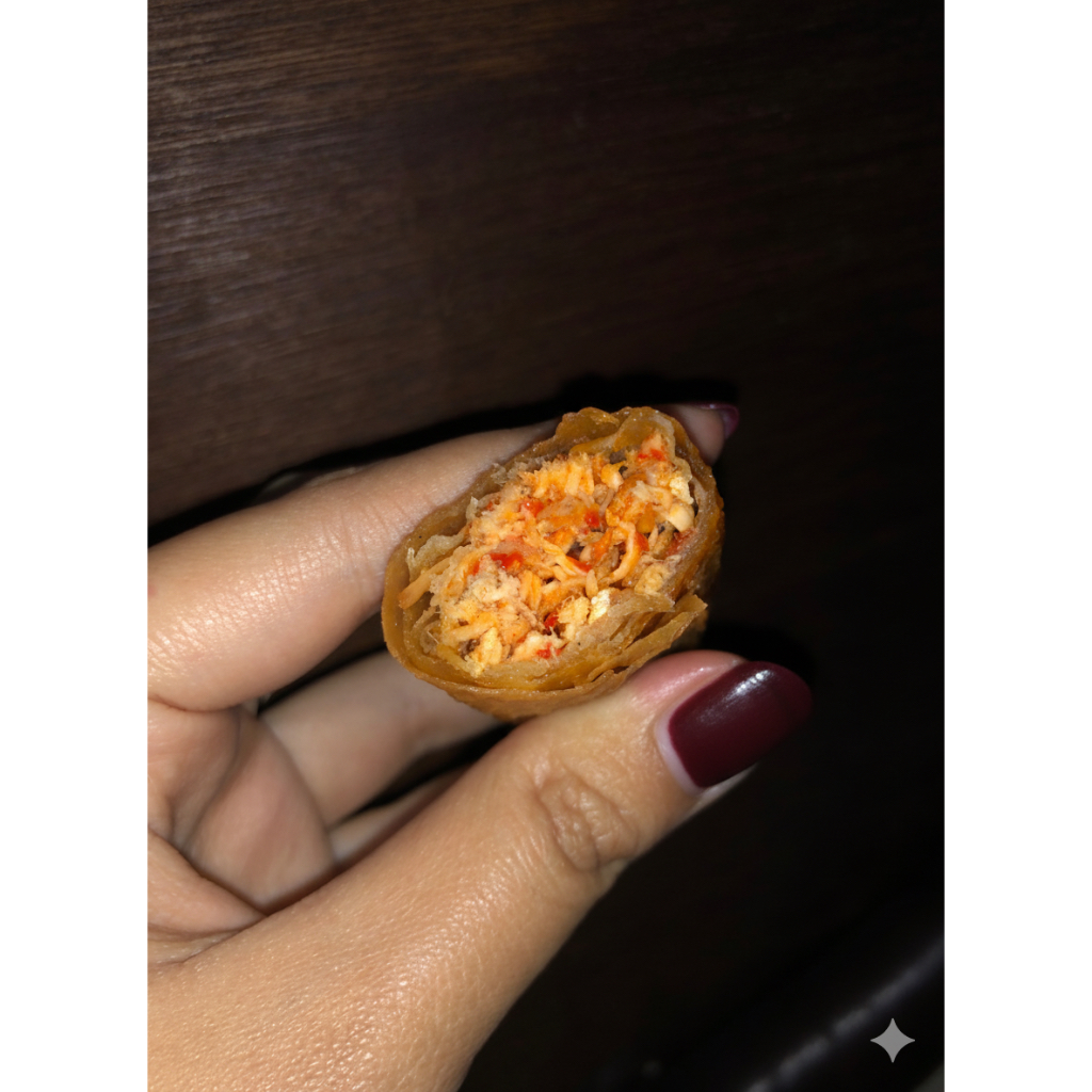 Lumpia isi Ayam Suwir Pedas kemasan Vakuum