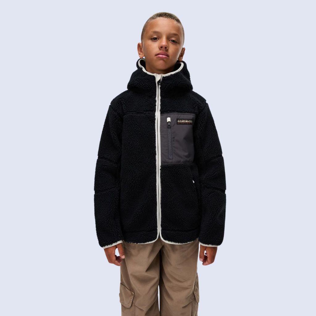 Jacket Napapijri Yupik Full-Zip Fleece Hoodie (4-16 Years) Original Jacket Musim Dingin Anak Hangat 