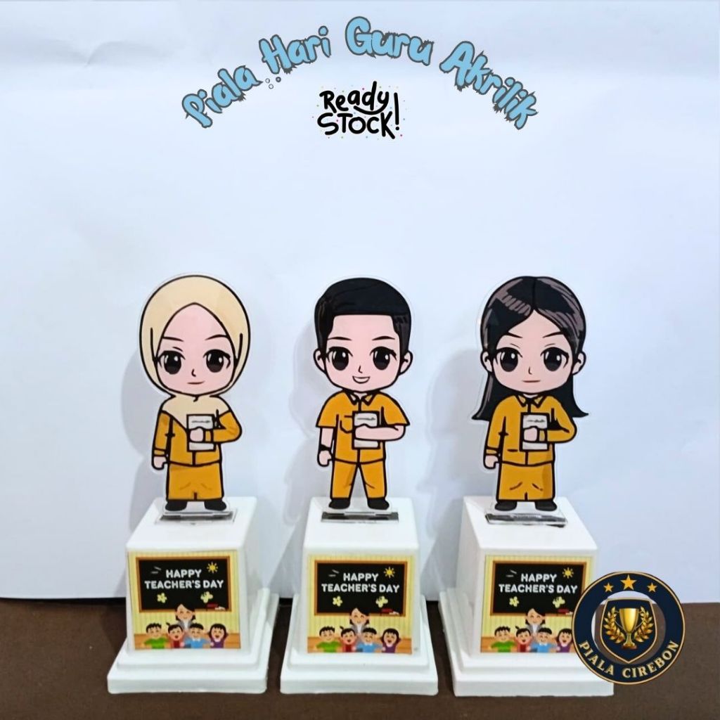 PIALA GURU AKRILIK TATAKAN PUTIH ( MIKA DIJUAL TERPISAH ) Custom Kado Hari Guru Plakat Guru Custom