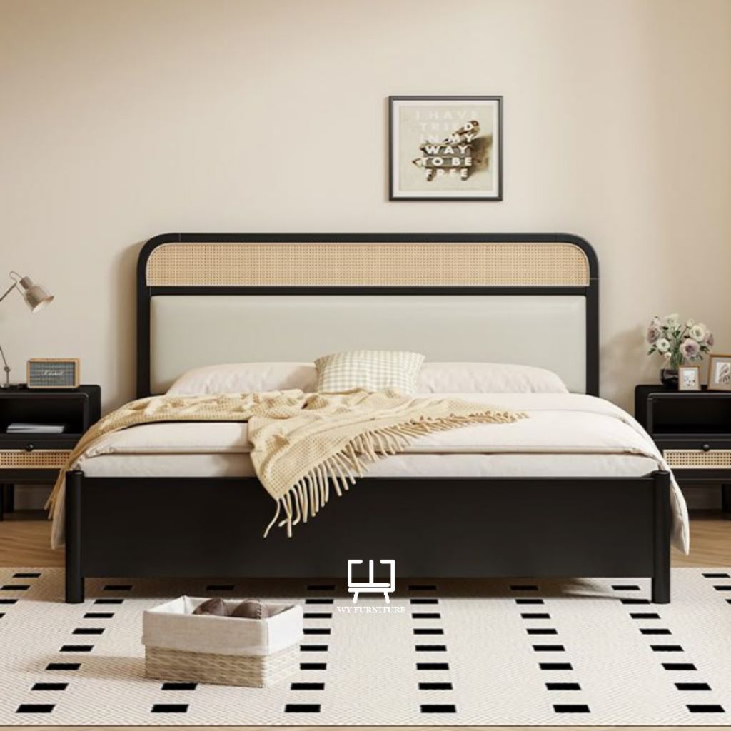 dipan minimalis kayu jati, tempat tidur kayu jati kombinasi sandaran busa, dipan murah kayu jati