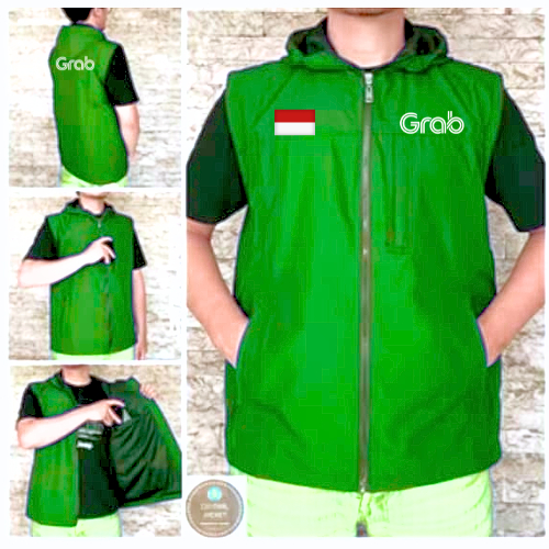 Best seller Rompi Parasut Kupluk Grab grabbike grabfood Pria Waterproof Taslan Adem rompi vest tasla
